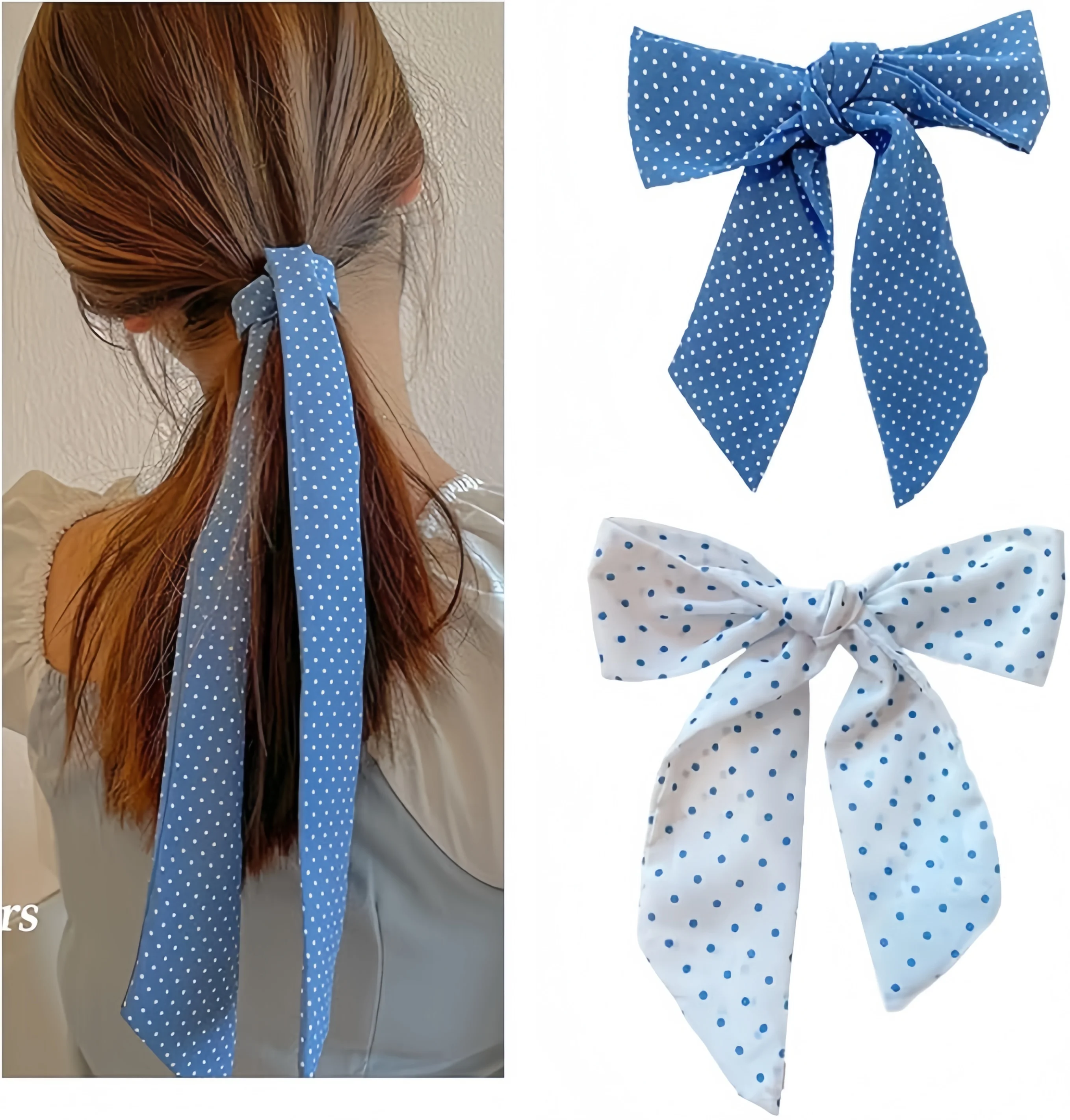 

4Colors Blue Long Silk Scarf Women Fresh Ribbons for Hair Bandanna Bag Tie Neck Scarf Necklace Accessory Decorative Sash