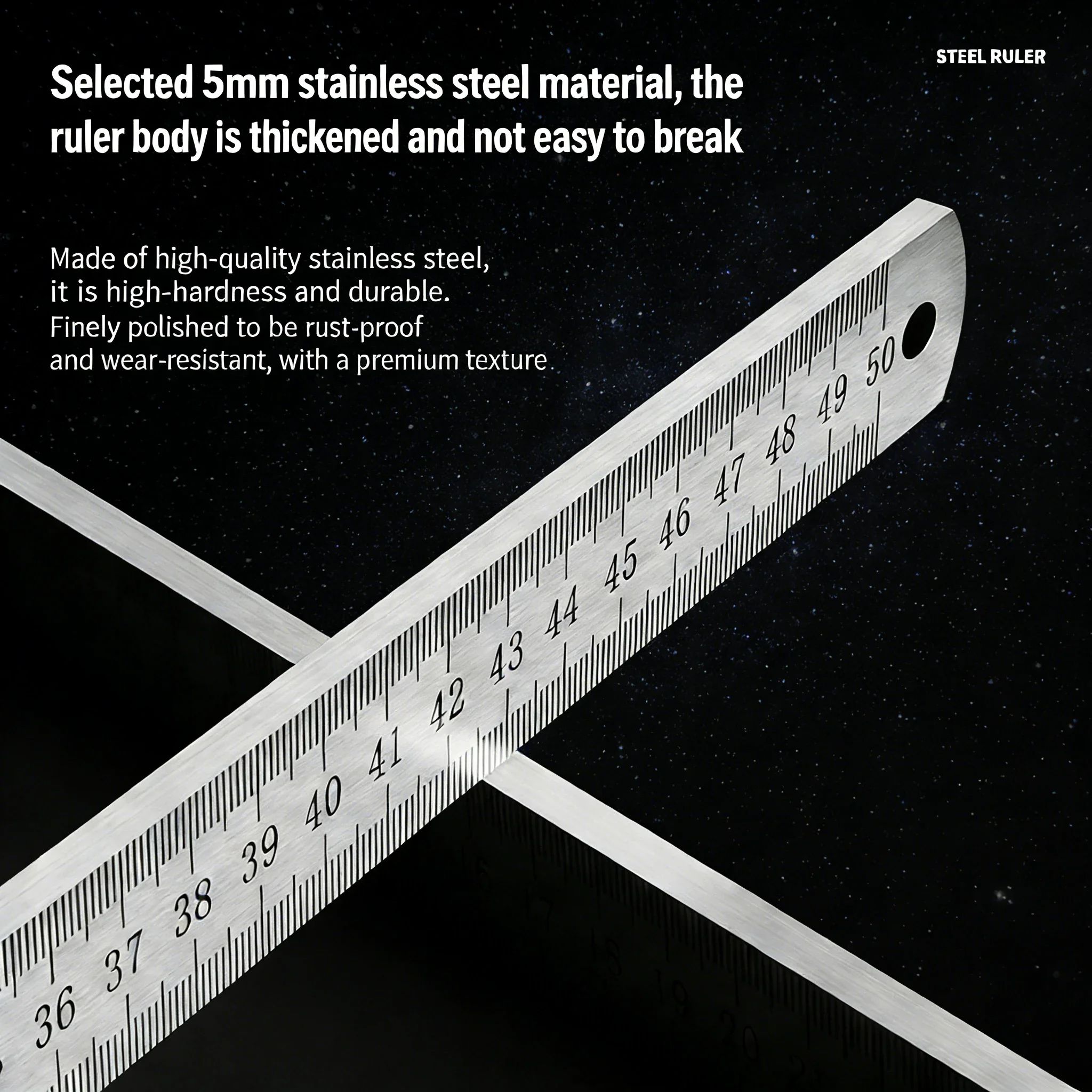 5mm Forged Steel Ruler | Industrial Grade Car Measuring Tool | Ultra-Thick Multi-Purpose Straight Edge