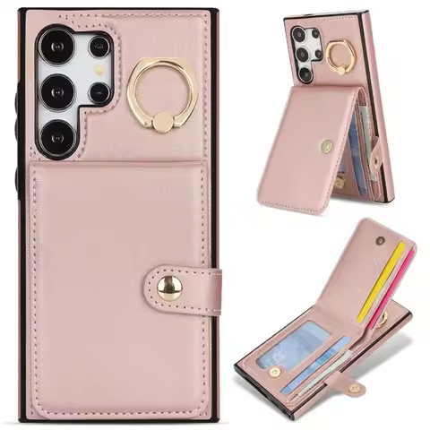 Phone Cover For Wallet Card Slot Ring Holder Case Samsung Galaxy S24 S22 Plus S23 Fe Note 20 Ultra A55 A15 A25 A35 A54 A53 A14