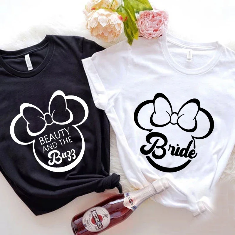 Schoonheid En De Bus Team Bruid Tshirt Bruiloft Vrijgezellenfeest T-Shirt Vrouwen Kleding Korte Mouw T-Shirt Bruids Douche Tops