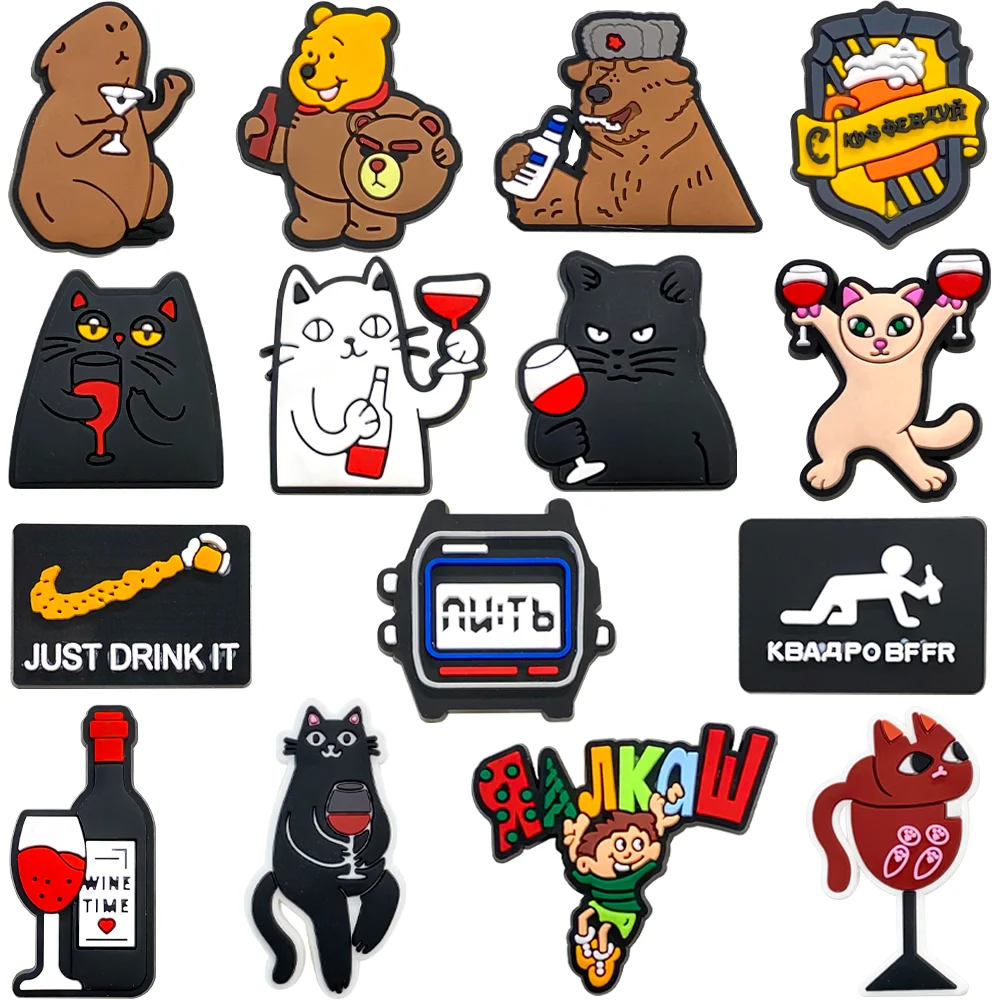 1Pcs Red Wine Series Shoe Charms Cute Shoe Accessories Charms for Sandals Decoration Buckle Kids Friends Gifts