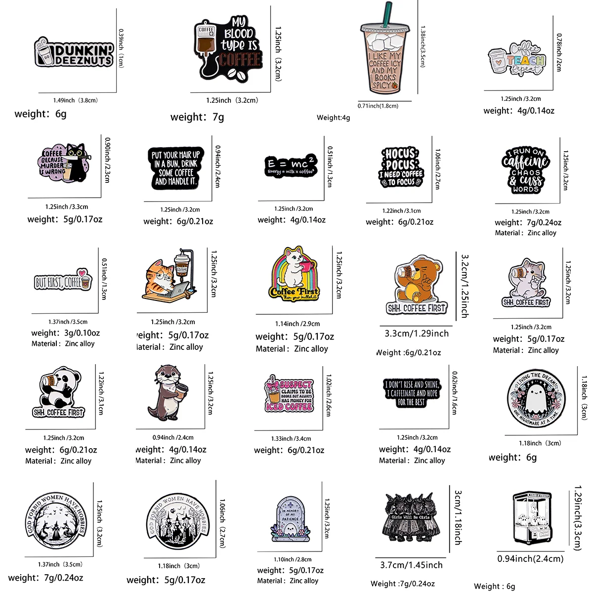 6/9 Stück Halloween-Geister-Metall-Emaille-Anstecker, Broschen für Kaffeeliebhaber, Abzeichen für Rucksack, Kleidung, Accessoires, Schmuck, Geschenk für Freunde – Detail 1