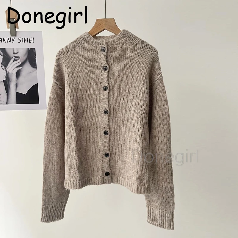 Knit Sweater Women Solid Color Cardigan Woman Clothing Plain Collared High Quality Thick Classic 90s Vintage Cardigan свитер y2k