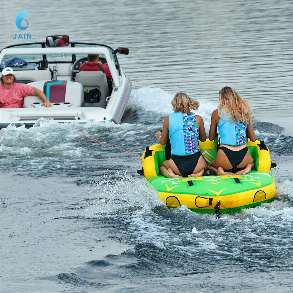 2 Person Inflatable Towable Banana Boat Tube for Boating Water Sports Boat-Pullable Floating Tube with Handles for Lake/Sea