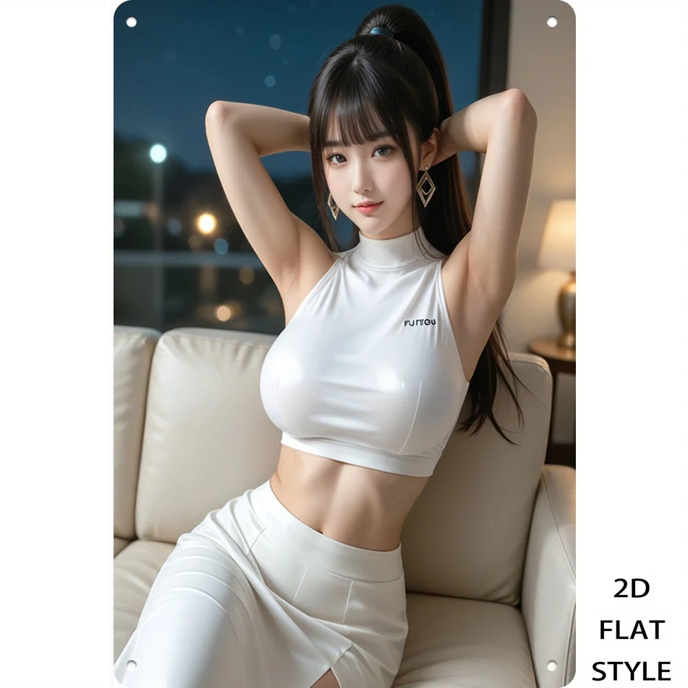 2D Flat, 1pc Beautiful Young Woman Picture Wall Art for Living Room Bedroom Hallway Kitchen Decoration Gift for Her Holiday Deco