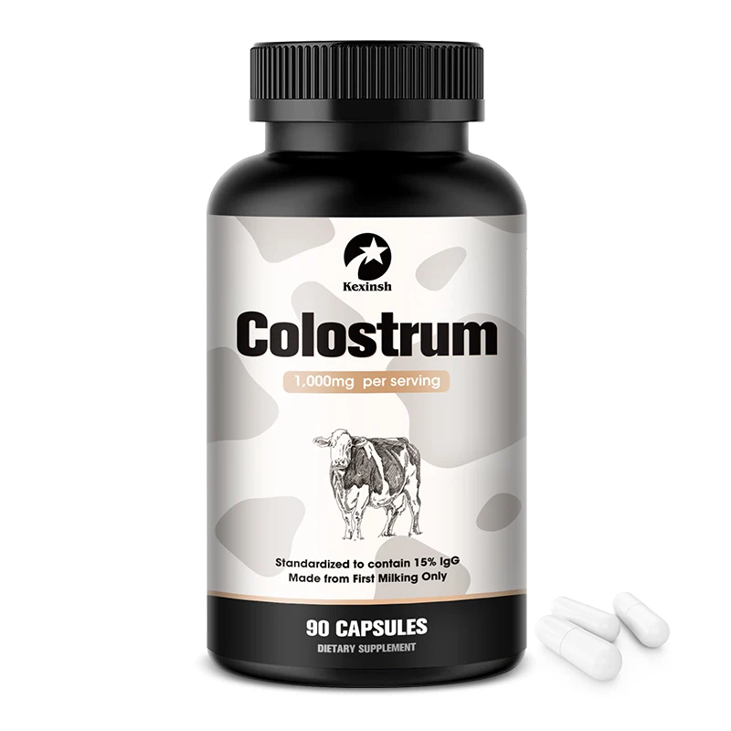 Kexinsh Bovine Colostrum Capsules Colostrum Supplement 1,000mg per Serving Offers Immune Support and Promotes Gut Health