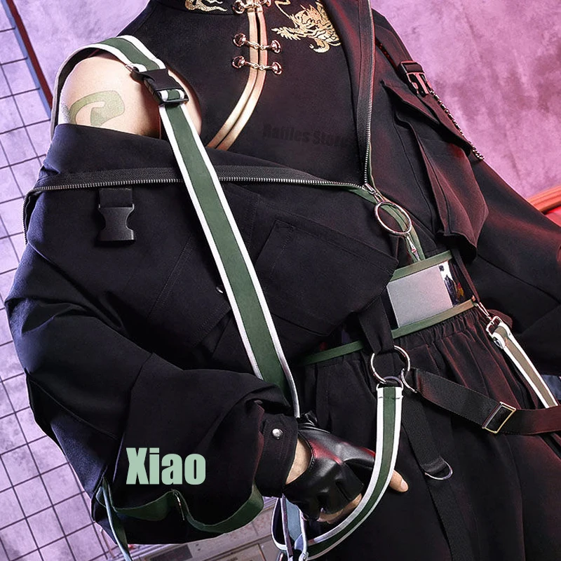 Xiao cosplay traje peruca genshin impacto xiao elemento cosplay xiao fãs derivados terno preto preto uso diário homem conjuntos