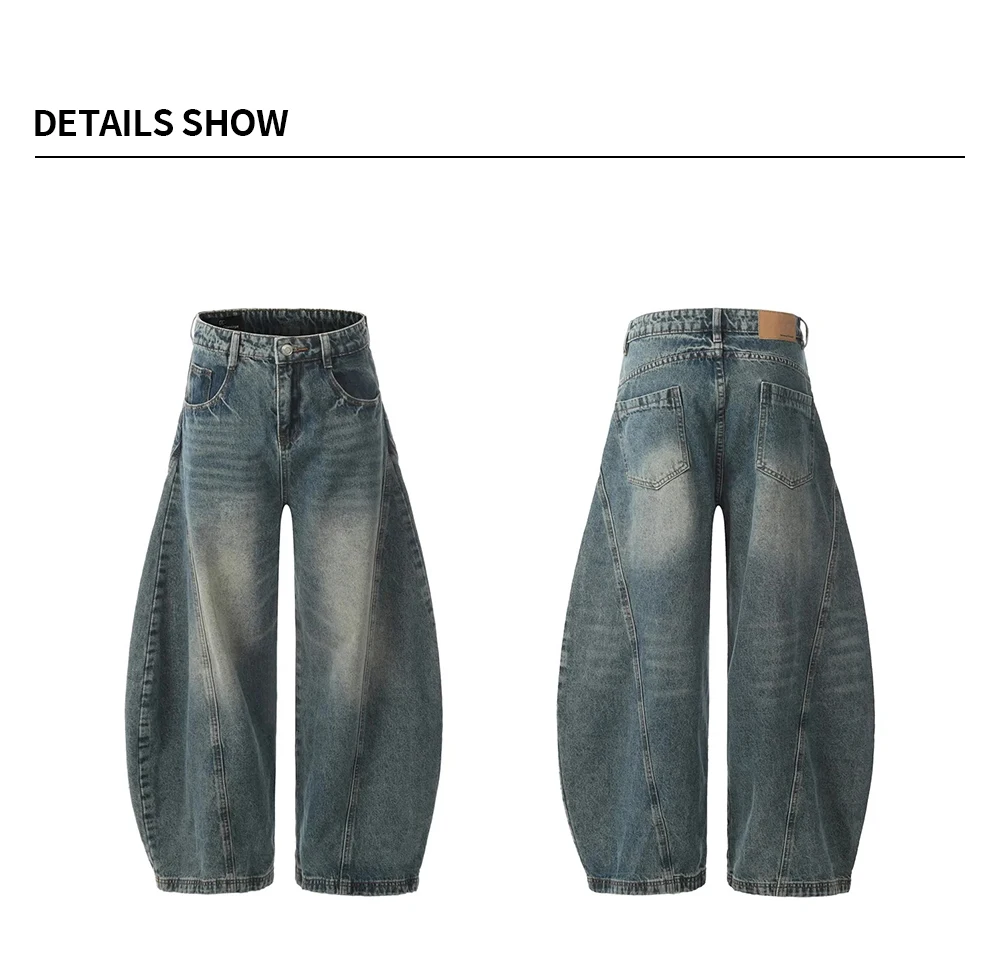 Gespleißte Jeans mit weitem Bein für Herren, gewaschen, Distressed, Retro, High Street, lockere Denim-Hose, Baggy-Hose für Herren – Detail 9