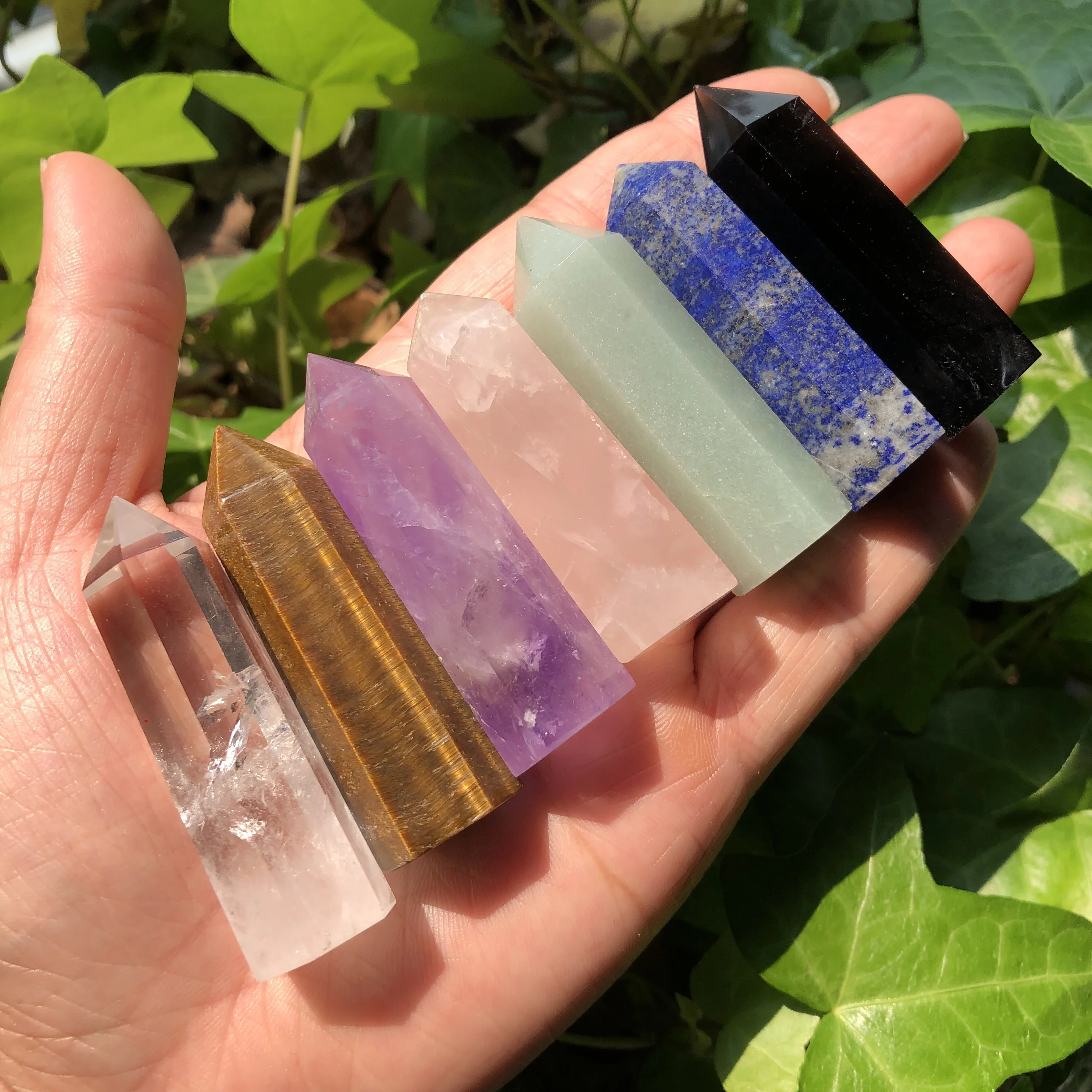 

1 Pc Natural Crystal Tower 7 Chakras Point Amethyst Rose Quartz Reiki Healing Stone Home Decor Specimen Mineral