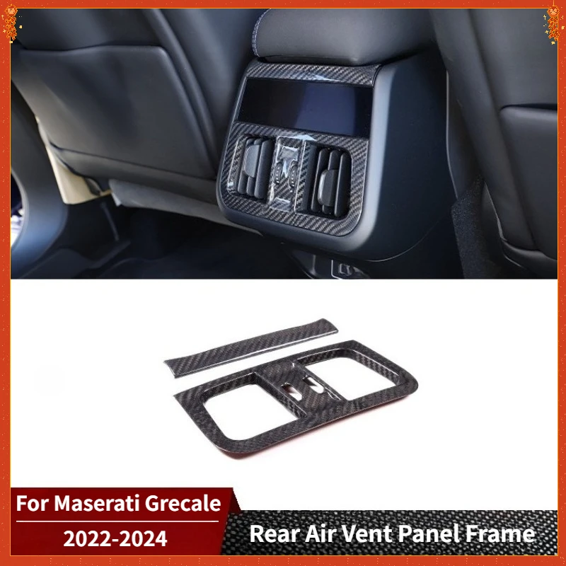 

For Maserati Grecale Real Dry Carbon Fiber 22-2024 Interior Glossy Rear Air Vent Panel Frame Decoration Modification Accessories