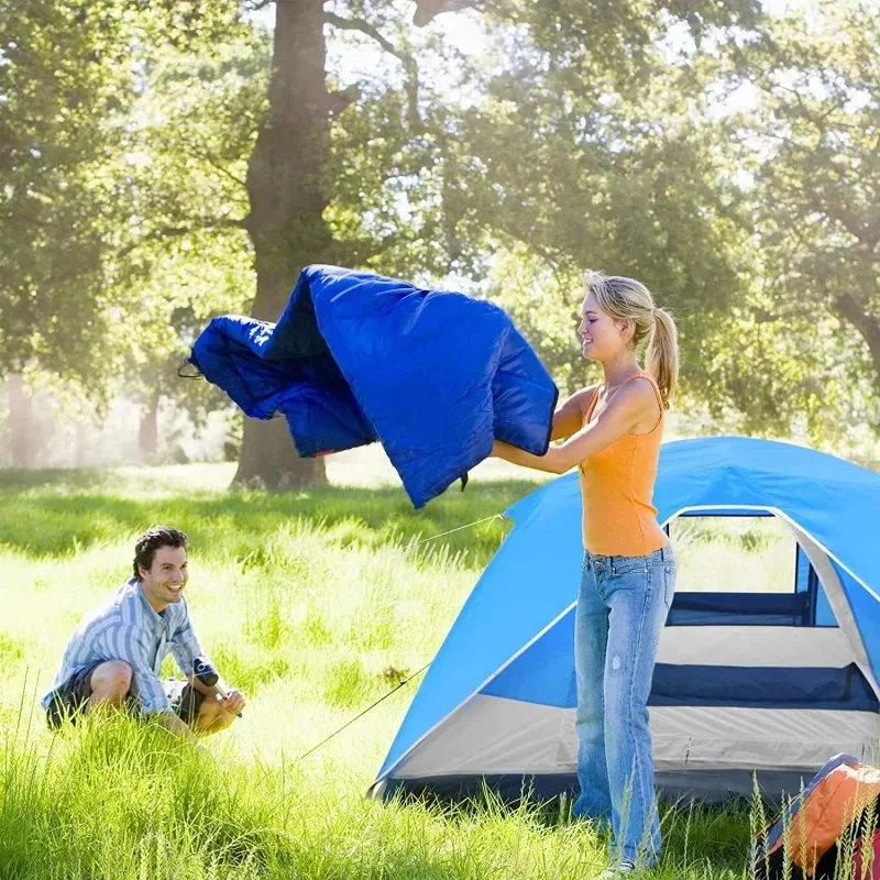 Double Pole Folding Camping Tent, Double Layer Waterproof Outdoor Shelter With Carry Bag