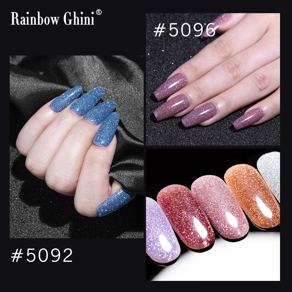 Rainbow Ghini 15ml Sprankelende nagelgellak Glanzend Kleurrijk Semi-permanent UV LED Losweken Hybride vernis Nagel Alles voor manicure