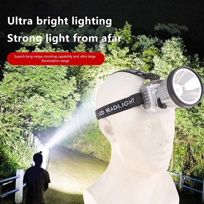 Налобный светильник, супер яркий аварийный прожектор, уличный сильный свет, светодиодный фонарь типа C, перезаряжаемый светильник для ночной рыбалки