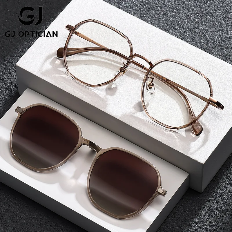 

GJ OPTICIAN Pure Titanium Magnetic Sleeve Glasses Multifunctional Polarizing Clip On Eyewear Anti Blue Light Reading Glasses