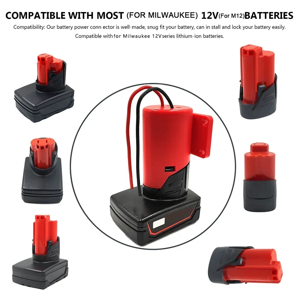 For M12 Battery Converter DIY Adapter For Milwaukee 12V Li-ion Battery External Power Supply DIY Connector Mount Bracket Holder