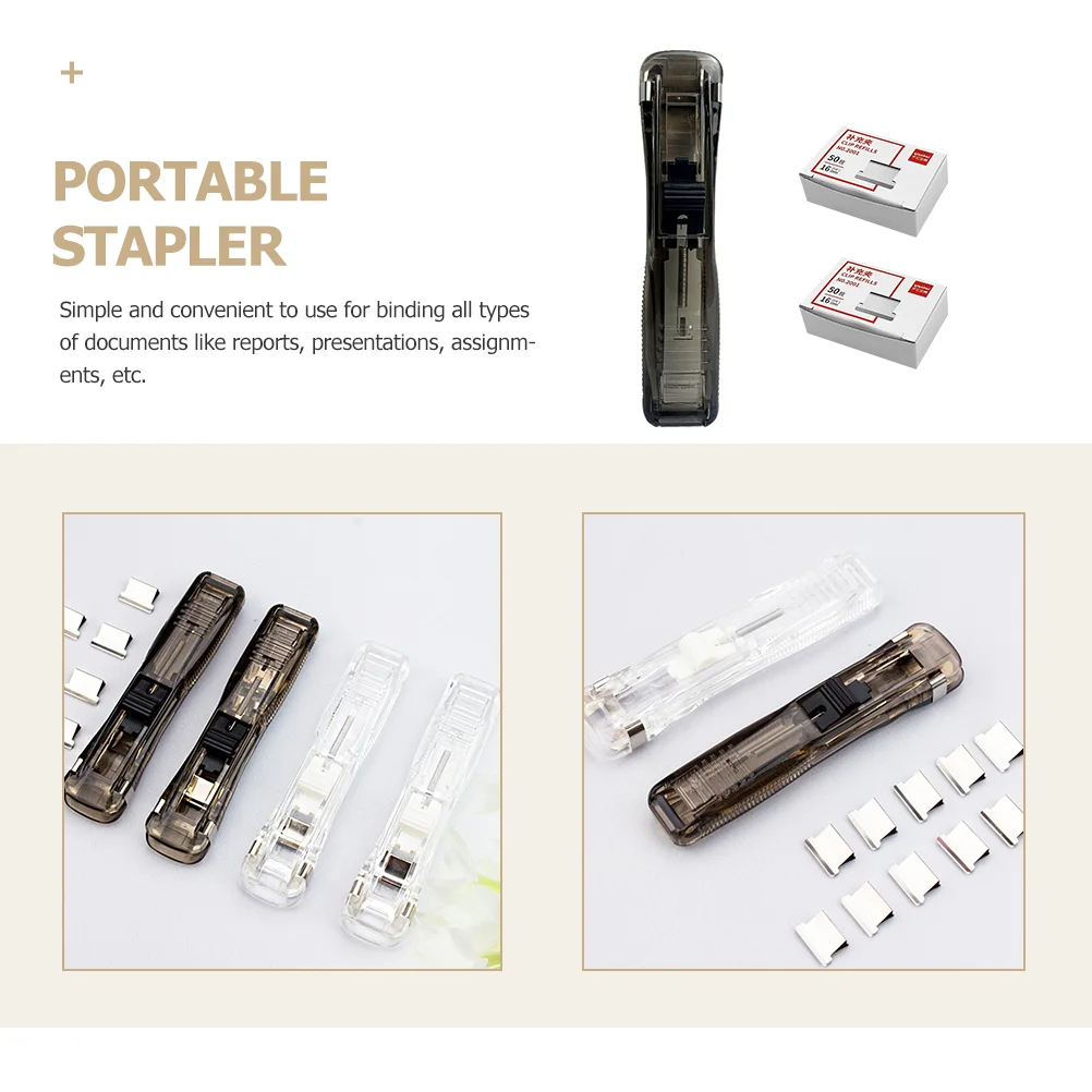 Non-marking Stapler Clip Dispenser Heavy Duty Clear Tape Clam Portable Duct File Binding Machine