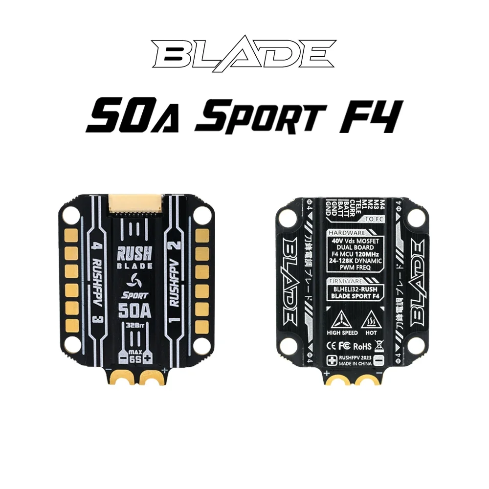 

RUSHFPV BLADE 50A Sport F4 BLHELI32 128K 4in1 ESC 3-6S LIPO BLADE F722 V2 Analog / Digital Flight Controller for FPV Freestyle