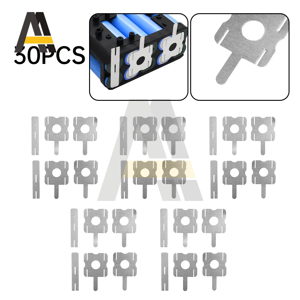 30pcs 18650 Lithium Battery Nickel Sheet Polygonal Battery Nickel Sheet For Spot Welding Machine Batteries Connection Sheets