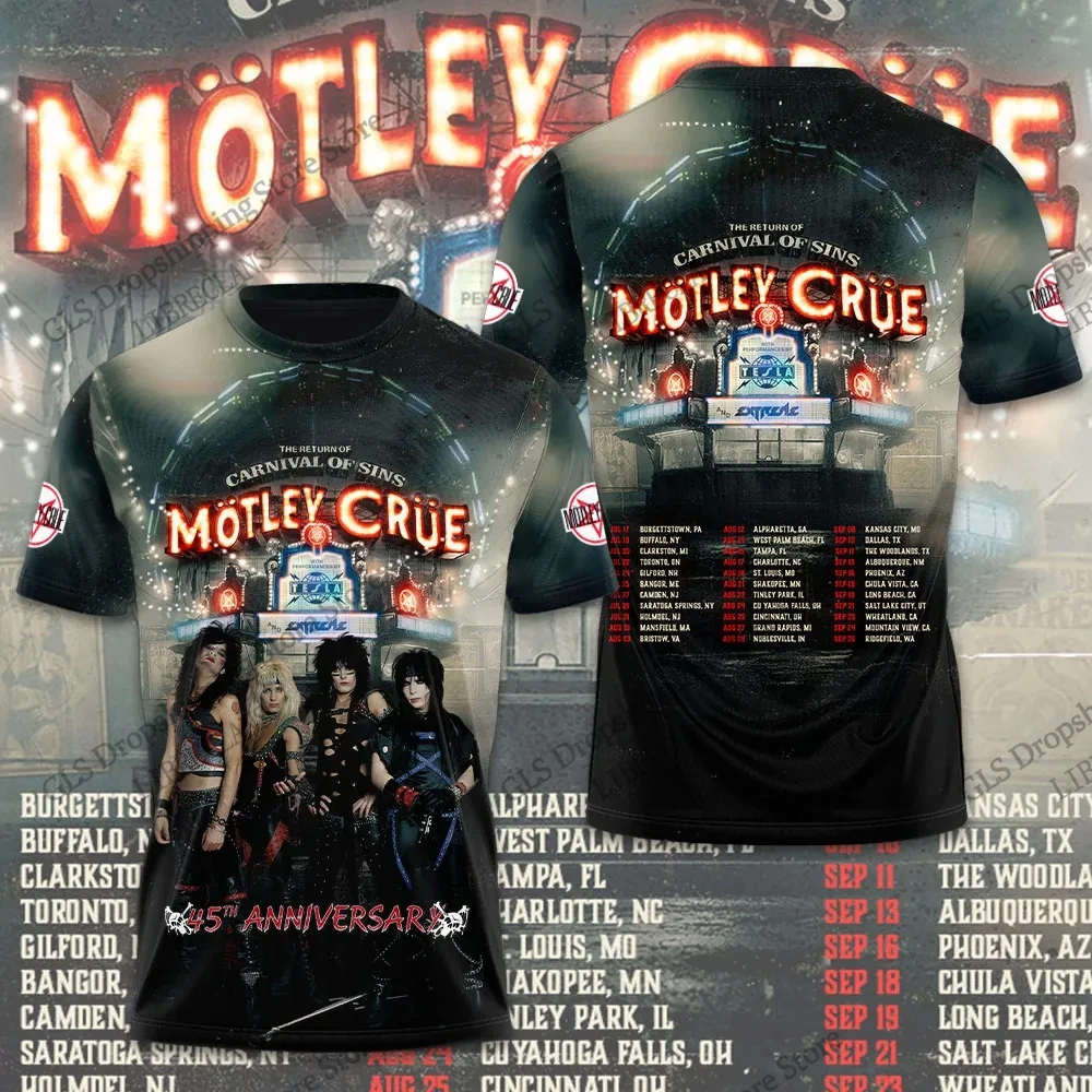 New Vintage Motley Crue Album 2026 3d Print T-shirt Men Women Fashion Street Plus size Sport Hip Hop Short Sleeve Tops Tees Kids