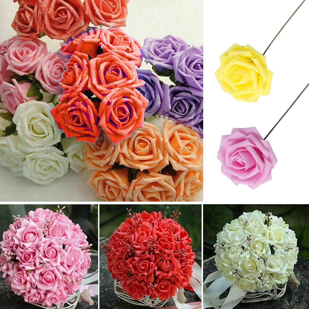 

50pcs8cm Foam Simulation Rose Fake Flower Simulation Plants Color Changing Rose Simulation Flower Heads