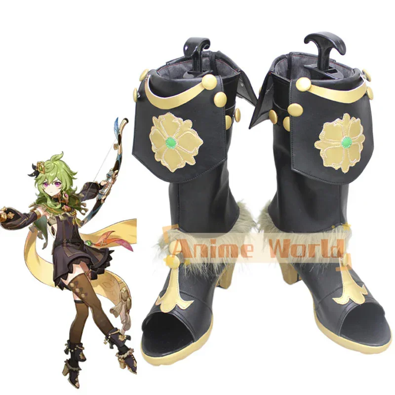 

Genshin Impact Collei Черные туфли Сапоги для косплея Хэллоуин Карнавальные ботинки на заказ