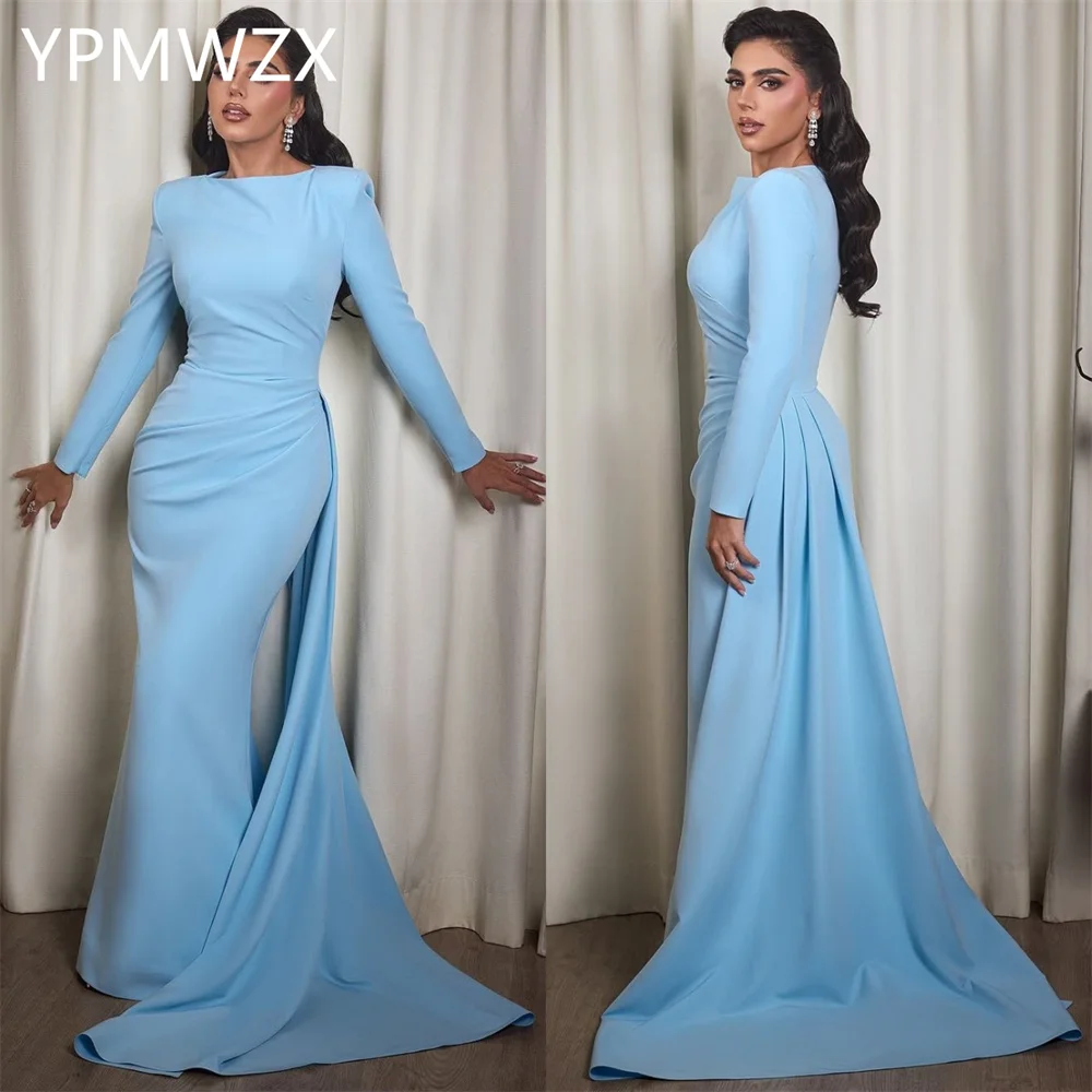 

Customized Evening Dress Formal Party Occasion YPMWZX Jewel Column Floor Length Skirts Bespoke Dresses Women Prom Gown