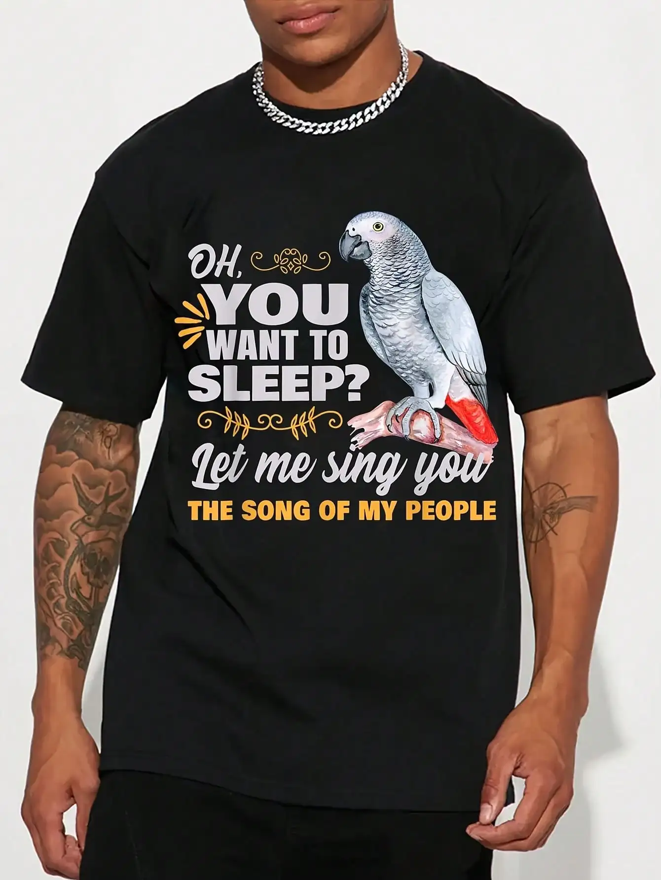 Funny Parrot Shirt Men's Summer T-Shirt, Comfortable - Breathable, Soft, Slightly Stretching, Casual Street Style Hip Hop T-Shirt Short Sleeve