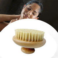 Sisal Bristles Round Bath Shower Body Exfoliating Brush Natural Beech Wood Handle Dead Skin Remover Back Scrubber Massage Tool