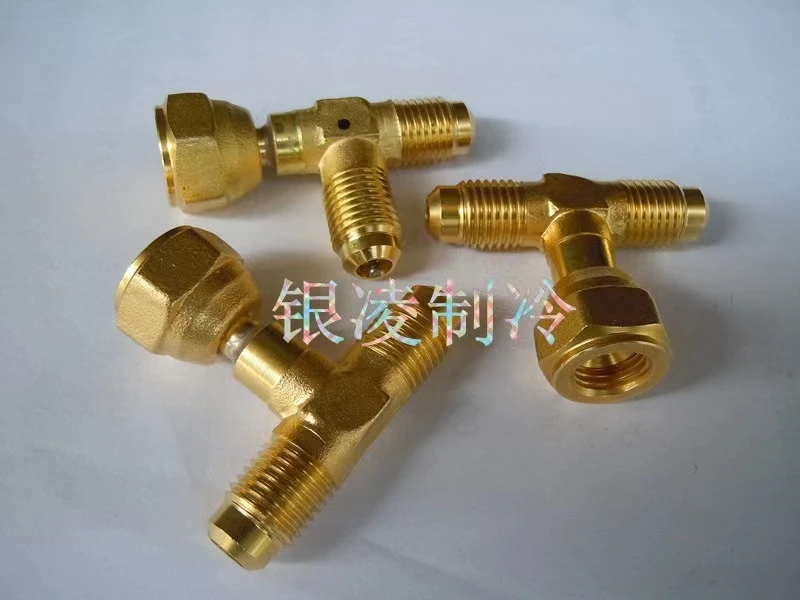 Fusheng Hanzhong Carrier compressor three-way joint screw semi-closed refrigerator head brass thickness bud 1/4