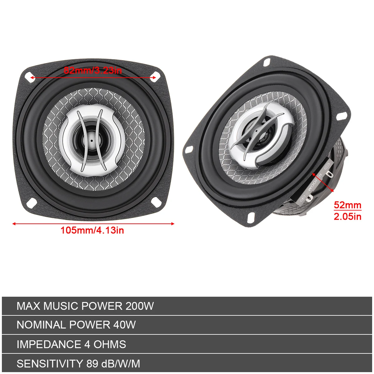 2pcs 4 Inch Universal Car 2-Way Coaxial Speakers Audio Music Stereo Full Range Frequency Hifi for Auto Stereo Modified