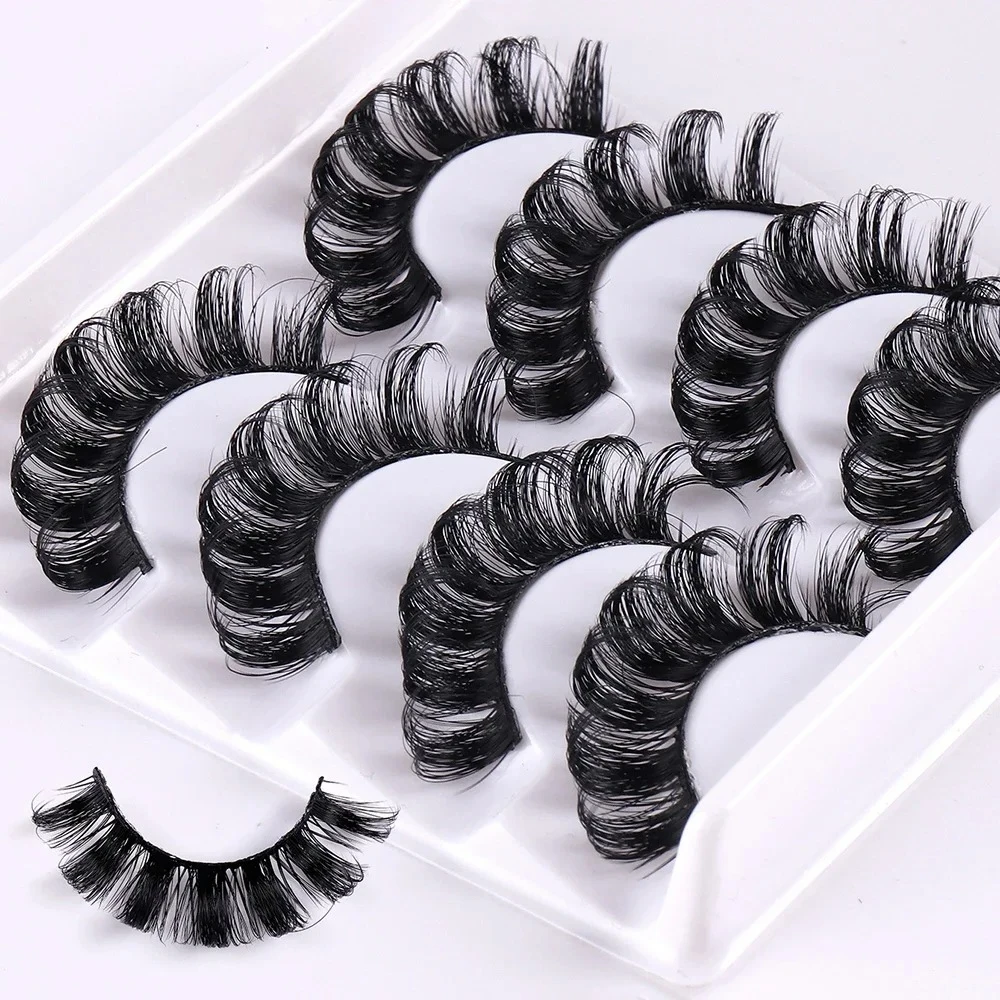 4 Pairs 3D Faux Mink Russian Strip Lashes DD Curl Super Fluffy Reusable Volume False Eyelashes Lightweight All-Day Wear Lashes