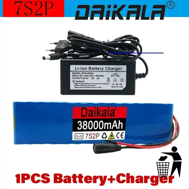 New 7s2p 24V 38ah 18650 Lithium Ion Battery 29.4V 38000Ah Electric Bike Scooter/lithium Ion Battery Electric Scooter