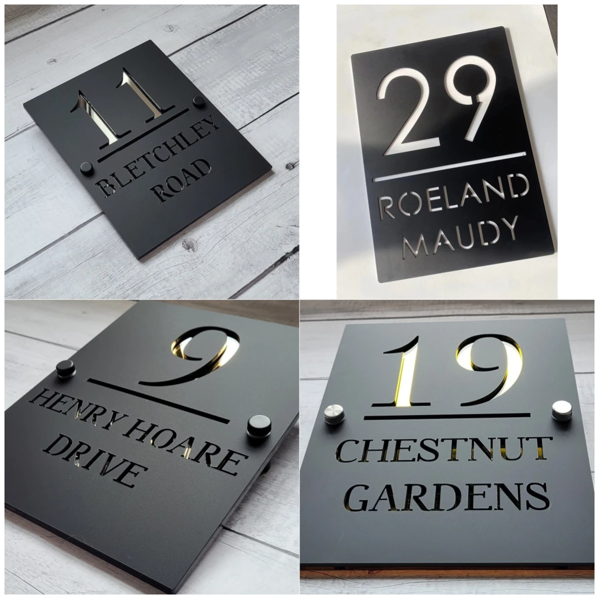 Nordic Personalized Custom Acrylic Gray Gold House Number Sign Plate Outside Address Name Door For Wall Room Apartment Plaque