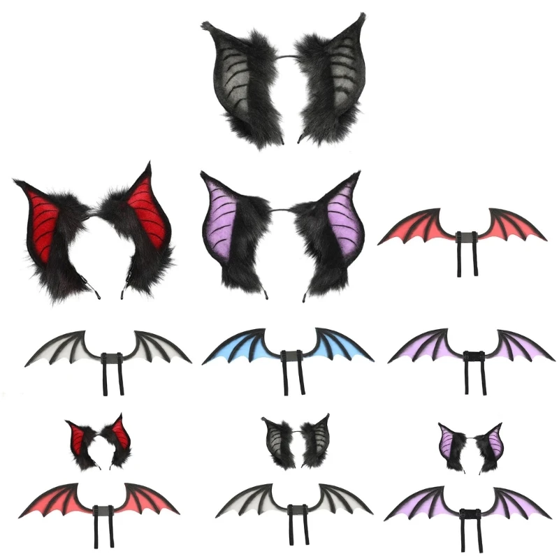 Bat Ears Wing Headbands Fashionable Gothicism Headpiece Role Playing Headgear for Stylish Women and Party Enthusiasts