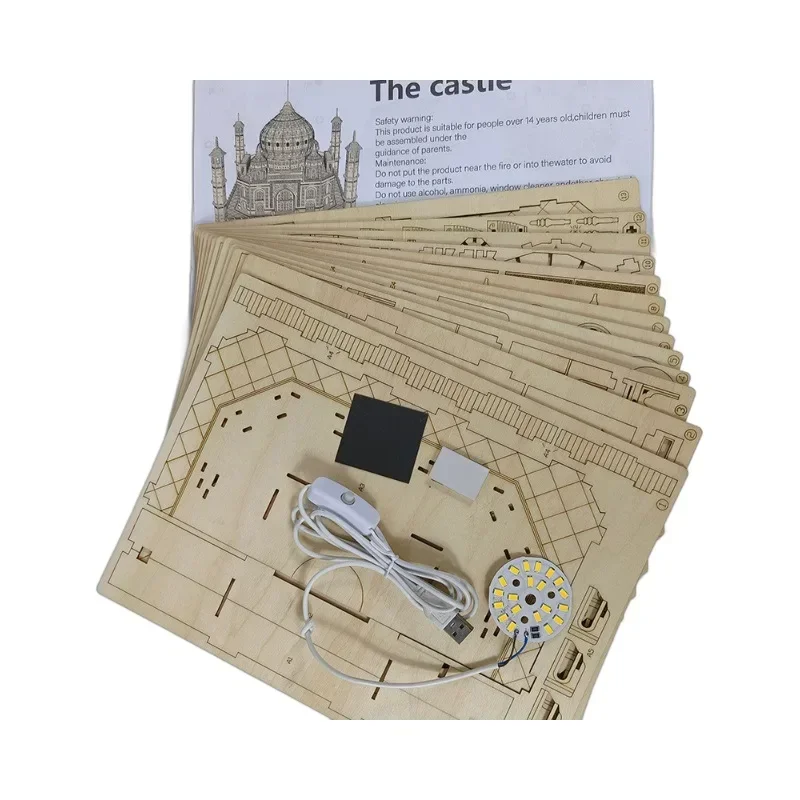 Maison de Puzzle 3D en bois, château Royal Taj Mahal avec assemblage léger, jouet pour enfants et adultes, Kits de modèles de bricolage, décoration de bureau pour cadeaux