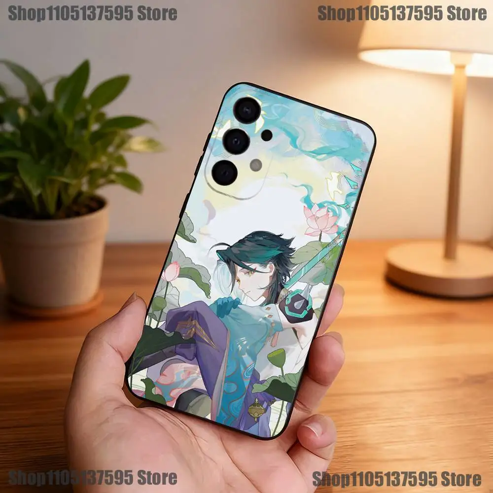 Custodia per telefono Anime G-Genshin Impact per Samsung S25, S24, S21, S22, S23, S30, Ultra, S20, Plus, Fe, Lite, 5G Cover nera