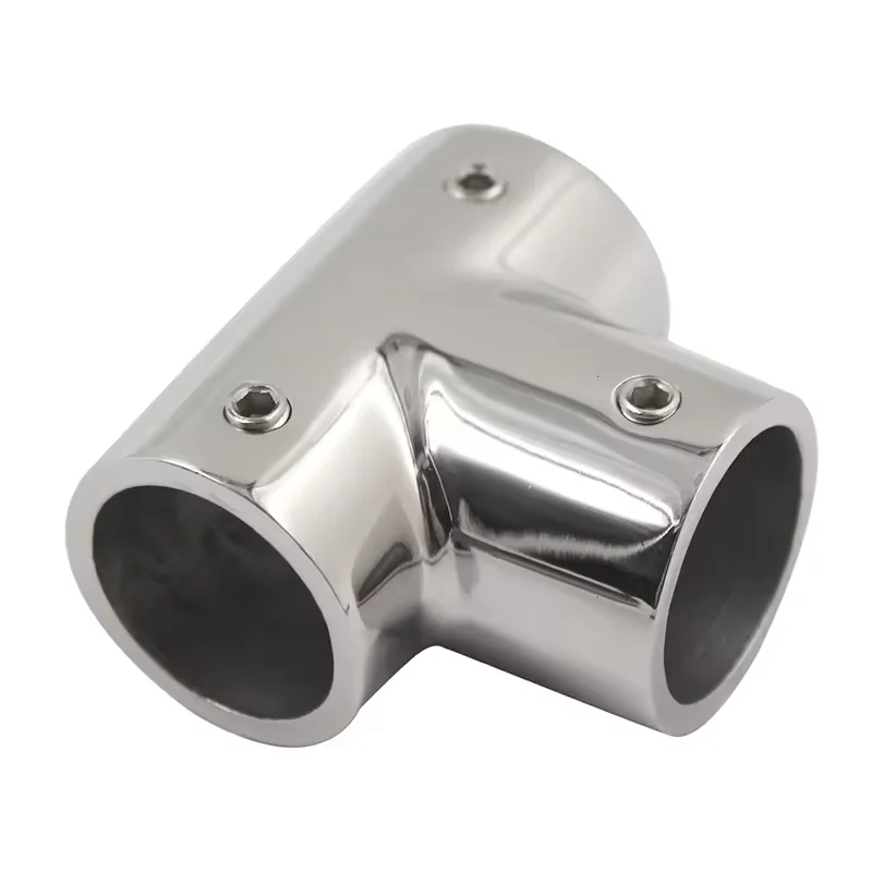 Boat Accessories Handrail Tee Pipe Fittings 316 Stainless Steel 22mm 25mm 3 Way Tube Joint Yacht Deck Awning Tube Fastener