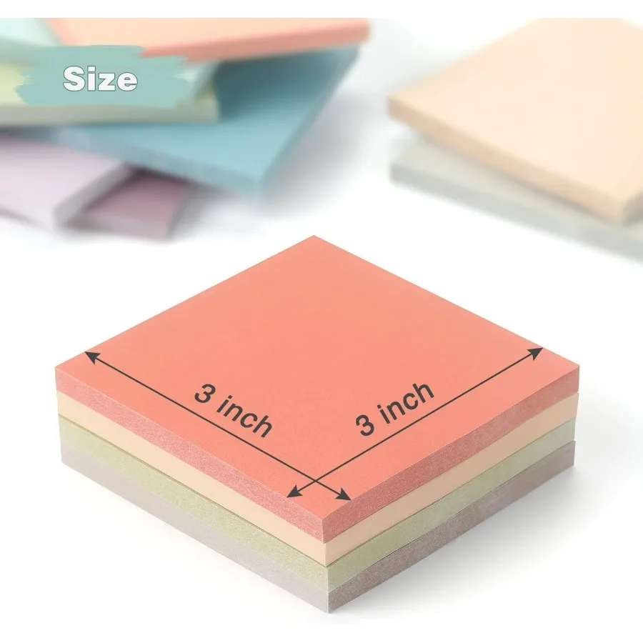 ملاحظات لاصقة مقاس 3 × 3 بوصة 12 عبوة من 12 وسادات ملاحظات ذاتية اللصق بألوان عتيقة متنوعة مع 50 ورقة لكل وسادة مثالية للمكتب والمدرسة