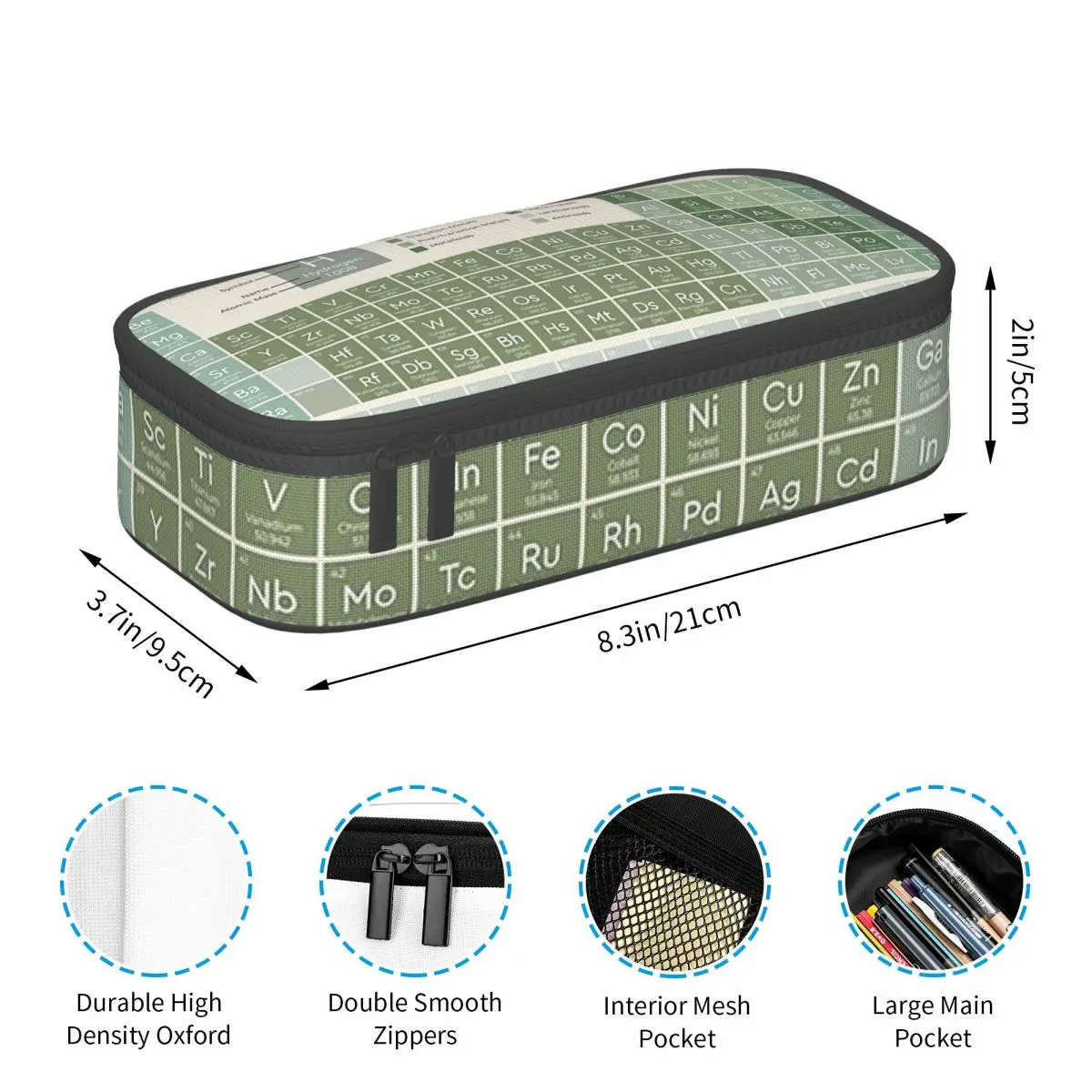 The Periodic Table Of The Elements Evergreen On Sand Pencil Case Pen Holder Storage Stationery Pen Box Pencil Bag for Students
