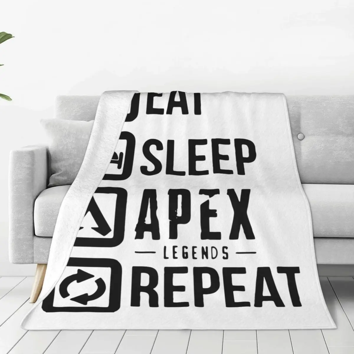 

Eat Sleep Apex Legends Repeat Blanket Velvet Pathfinder Bangalore 80s Game Warm Throw Blanket for Bedroom Sofa Bedroom Quilt