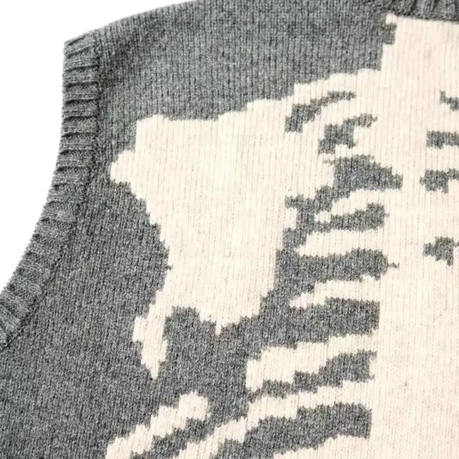 Japanese Retro Kapital Vintage Hirata Skeleton Gray Pullover Sleeveless Sweater Vest