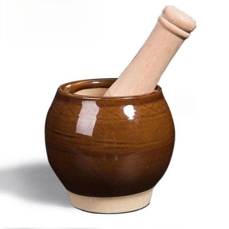 New Ceramic Garlic Crusher Traditional Style Stone Mortar Hand Operated Kitchen Tool for Grinding Garlic Paste And Spices