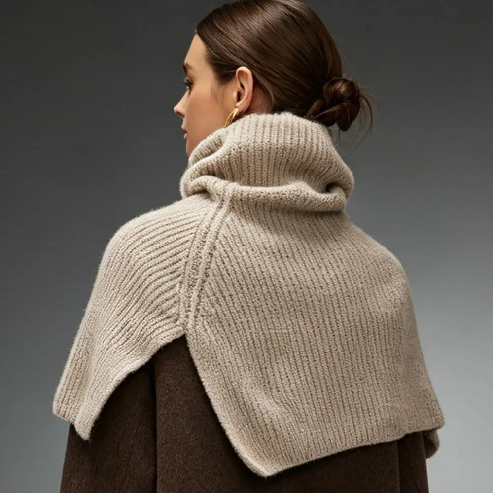 Einfacher Rollkragen-Strickpullover, warmer Damen-Umhang, dicker Damen-Winterschal, Studentenmodell – Detail 4