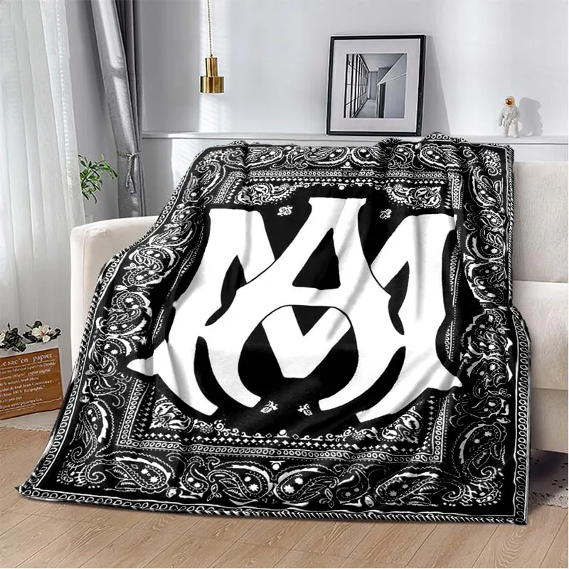 A-AMIRI Fashion Letter Print Flannel Throw Blanket Soft Warm Sofa Bed Cover Street Style Blanket For Bedroom Home Decor Gift