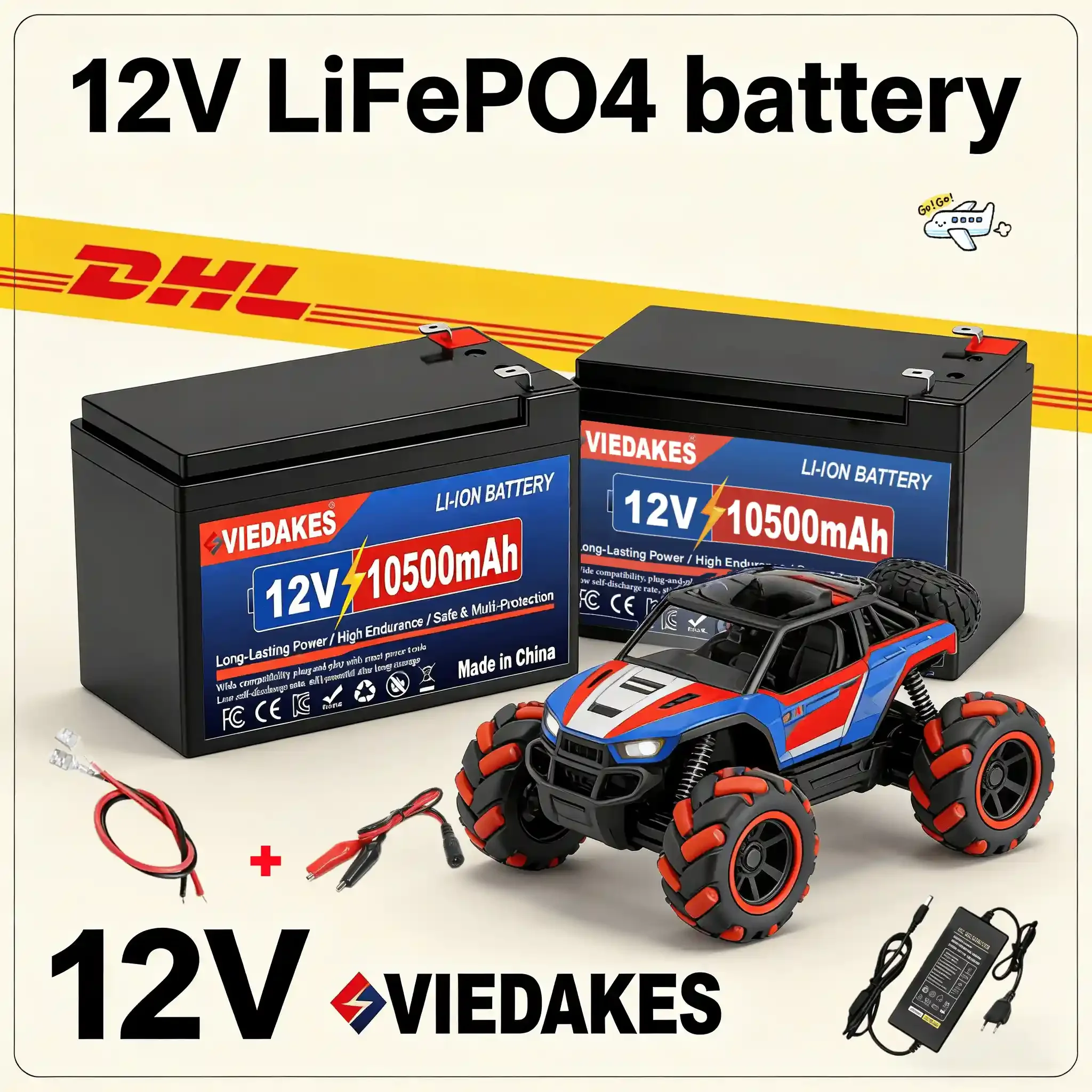 

VIEDAKES 12V LiFePO4 Battery 3S7P 10.5Ah 100% Real Capacity 리튬인산철 with Charger for Fish Finder Outdoor Lighting