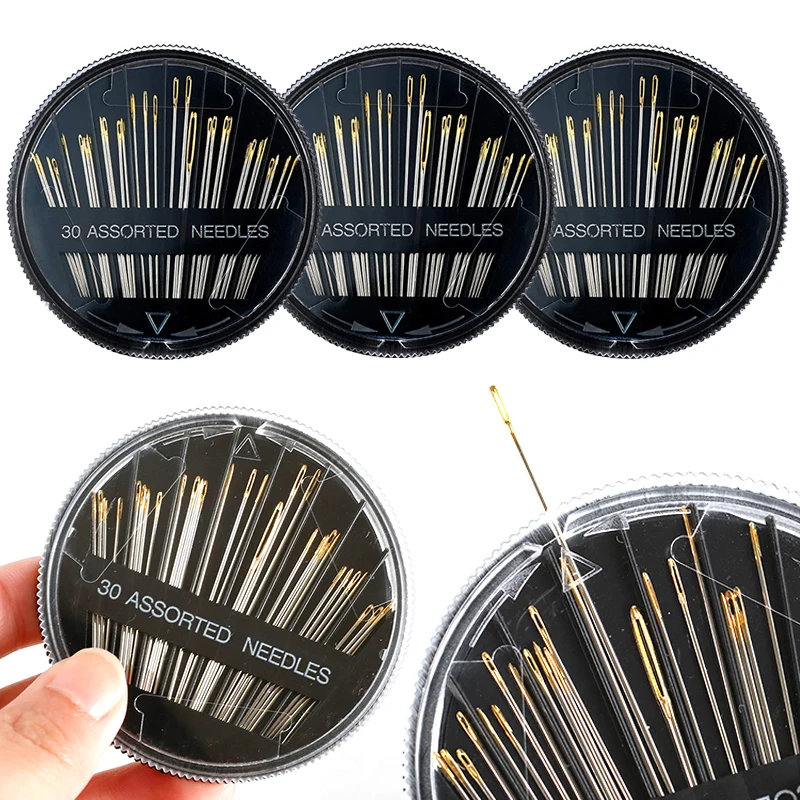30 unids/caja de juego de discos de aguja de coser de tamaños variados, 1/2/4 cajas disponibles para el hogar, manualidades hechas a mano, aguja de bordado, aparatos de costura ZYF