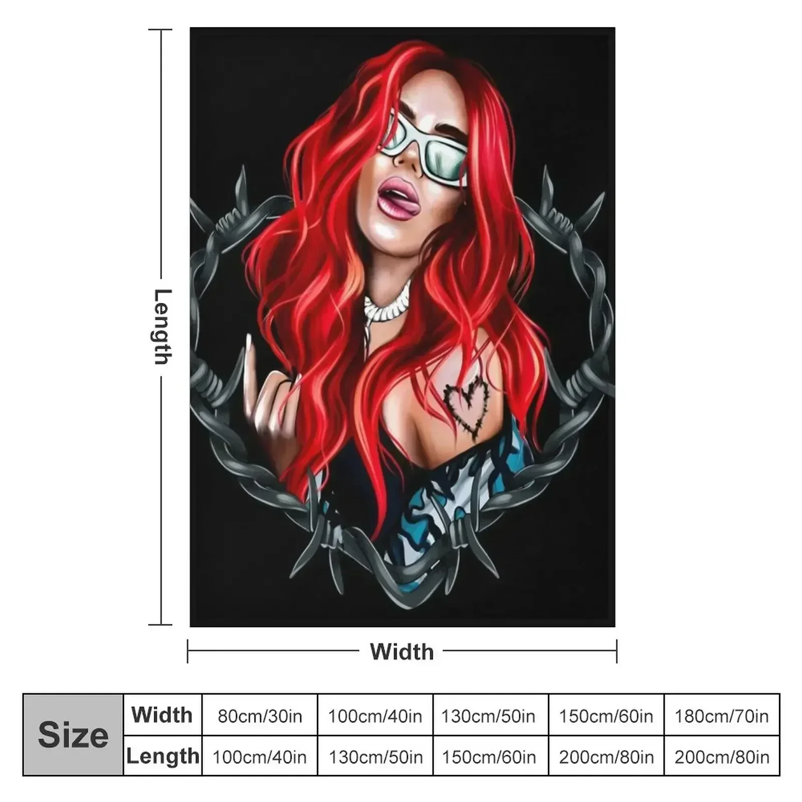 karol g bichota and heart tattoo, Karol red Bare Wire Heart, Bichota , New look with Red Hair Il Throw Blanket
