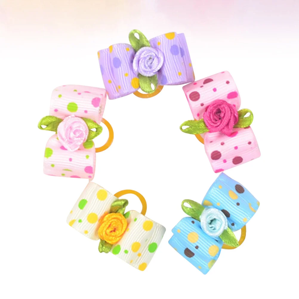 

20Pcs Pet Hair Holder Set Adorable Dog Hair Bands with Bowknot Design Easy to Use for Daily Grooming Random Color
