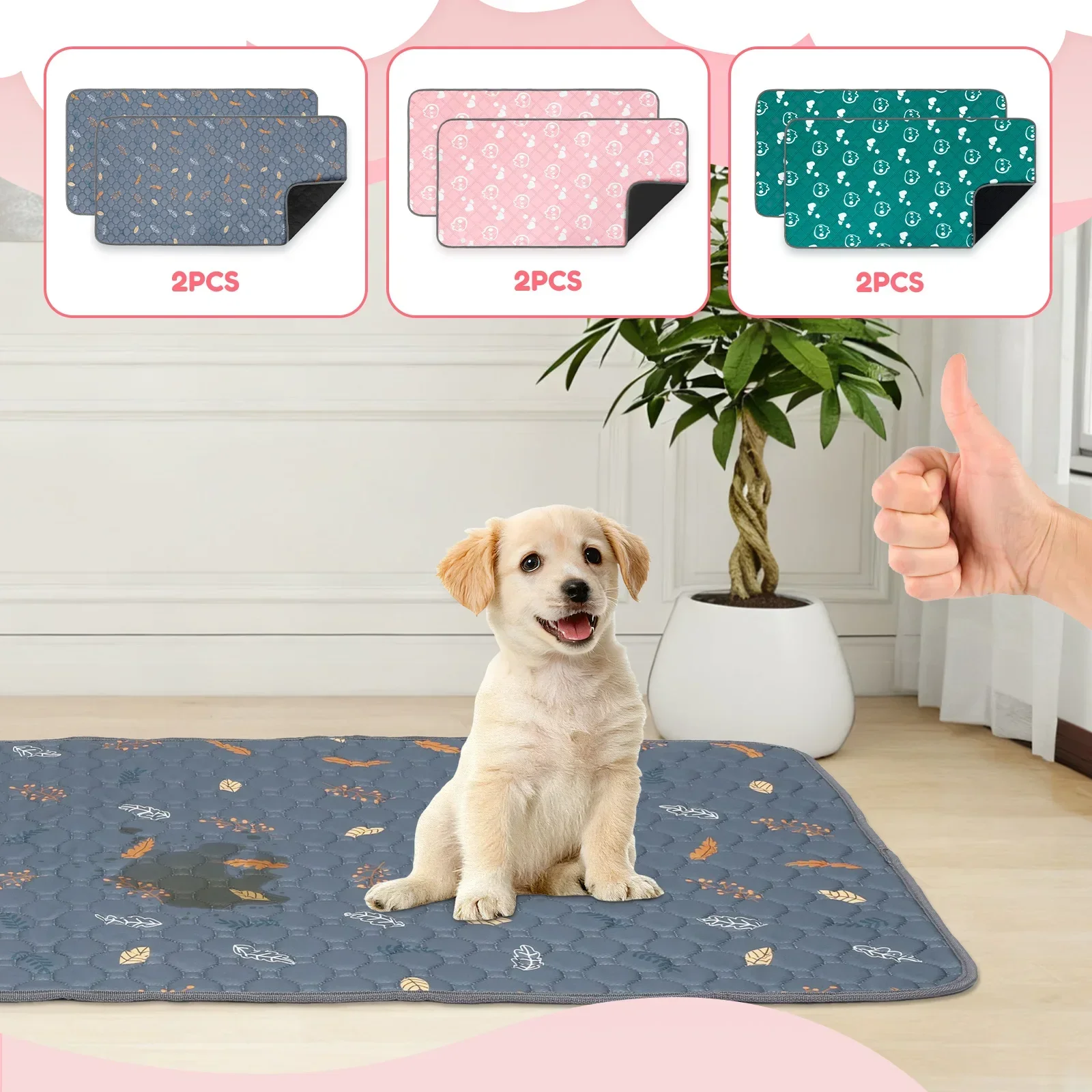 2Pcs Guinea Pig Pee Pad 47x24 Inch Puppy Kitten Blanket Bed Mat Absorbent Bedding Training Mat Reusable Small Pet Soft Sleep Mat view 2