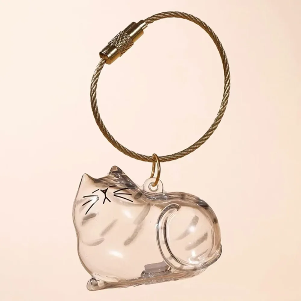 Small Ornaments Cat Fur Storage Pendant Transparent Container Cute Cat Shaped Creative Keychain Handmade Design DIY Accessories